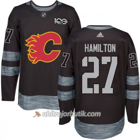 Män Ishockey Calgary Flames Tröja Dougie Hamilton 27 1917-2017 100th Anniversary Adidas Svart Authentic